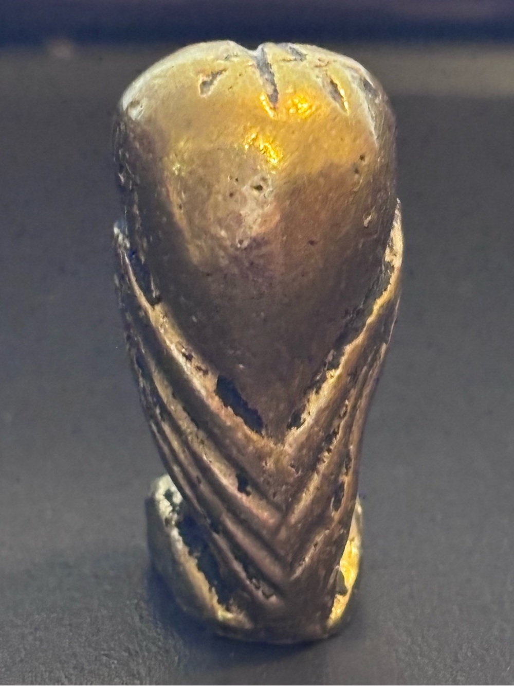 Vintage Mini Bronze Brass Owl Figurine AΘE AOE Mark Blue Glass Eyes Greek Athena - Picture 4 of 11